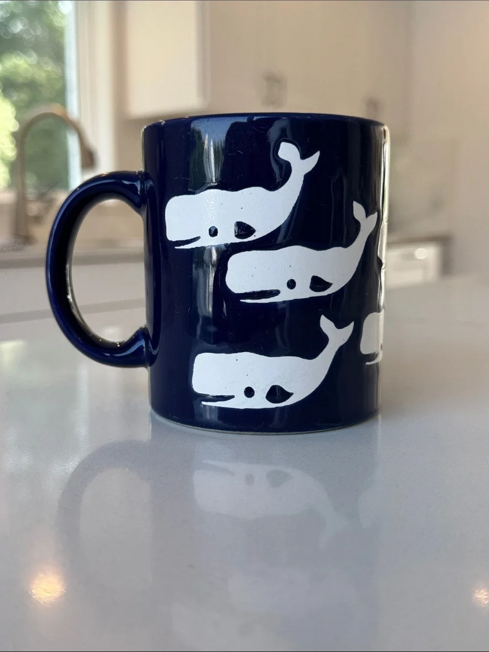 Vintage Waechtersbach W Germany Whales Mug Cobalt Blue White nautical